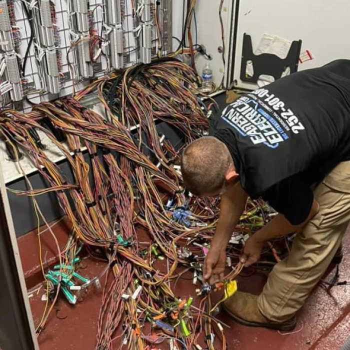 eastern electrical worker during a rewiring project roanoke rapids nc
